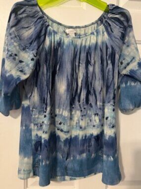 Chicos tie dye 3/4 sleeve blouse Sz 1